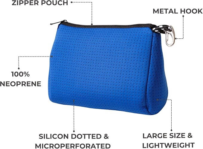 POPUPS Large Makeup Bag with Zipper, Royal Blue - Waterproof Neoprene Cosmetic Bag 7.7 x 10.75 x 5 inches - Image 4