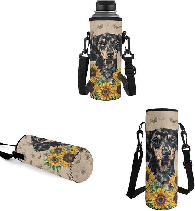 4 pcs Kids Backpack Set, School Supplies Include School Bags Book Bag with Insulated Lunch Bag Kit Pen Bags Water Bottle Sleeve Set for Kids Teens Boys Girls, Dachshund Sunflower - Image 5