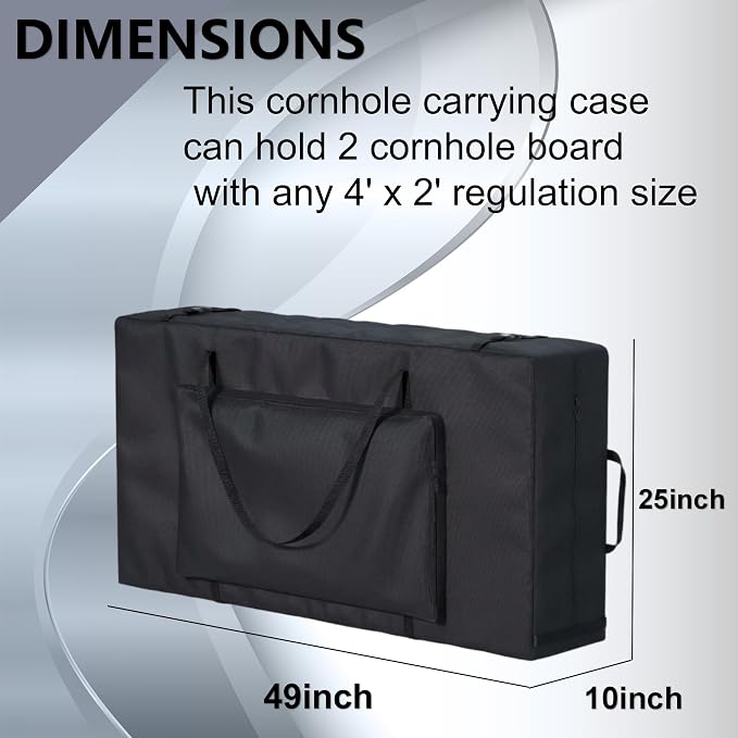 Cornhole Carrying Case Fits 4' x 2' Regulation Size Board,with Bean Bag Storage,600DHeavy-Duty Waterproof Cornhole Boards Bag - Image 2