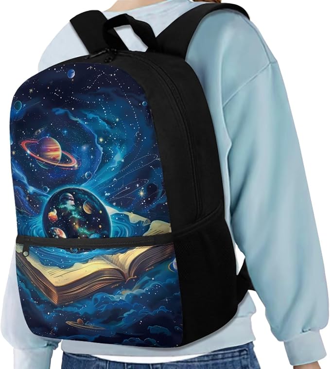 Space Galaxy Backpack for Boys Girls Backpack with Lunch Box Water Bottle Pouch and Zipper Pencil Pouch 4PCS Set Bookbag with Front Pocket for School 17 inch Large Capacity School Bag for Kids - Image 2