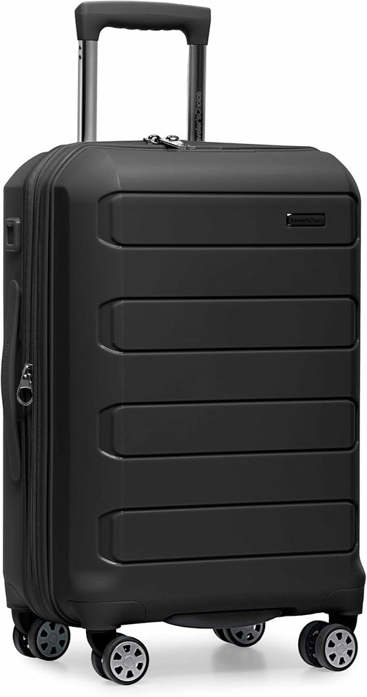 Traveler's Choice Pagosa Hardshell Expandable Luggage with Spinner Wheels, Black, 22-Inch Carry-on by TravelersChoice