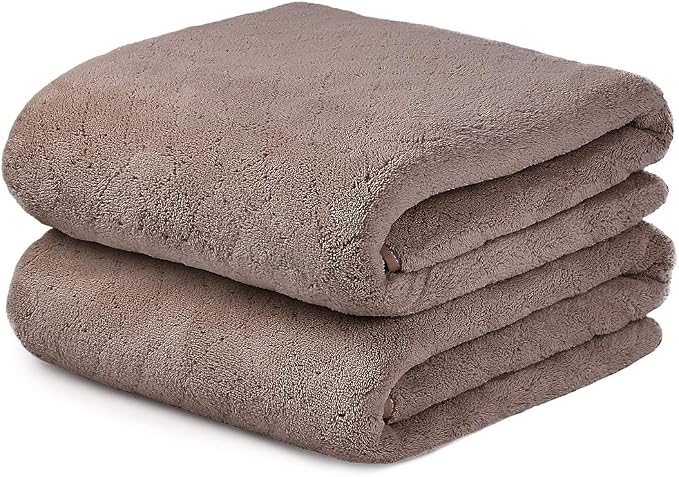 JML Microfiber Bath Towels, Oversized, Ultra Soft, Super Absorbent and Fast Drying, No Fading Large Bathroom Towel Set for Sport, Travel, Fitness (Coral Fleece - Chocolate, 30 in x 60 in) by JML