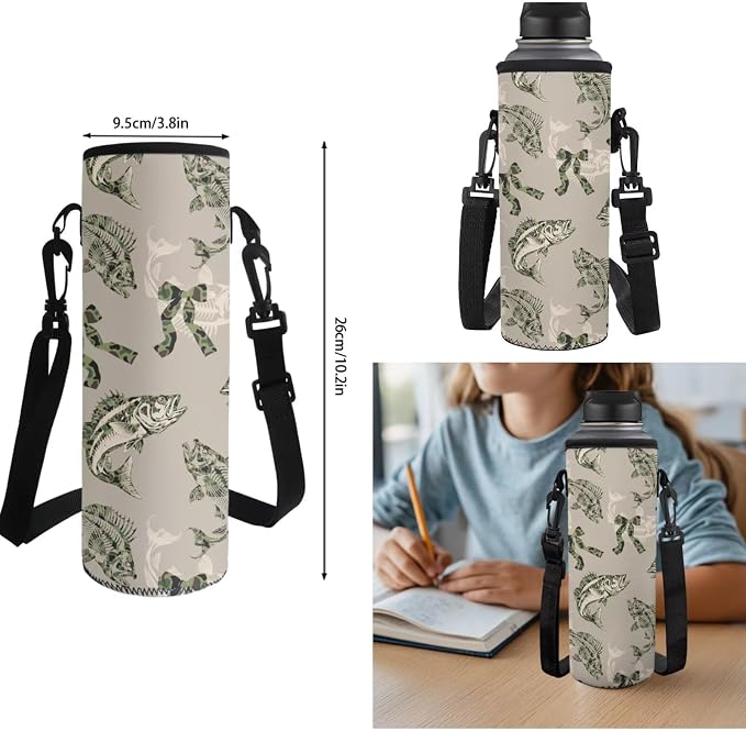 Bass Fish Camo Kids Backpack Set 4Pcs, 17 Inch School Bag | Lunch Bag, Pencil Case, Water Bottle Holder, 600D Durable Fabric, Multi Pockets, for Elementary Middle School Daily Use - Image 7