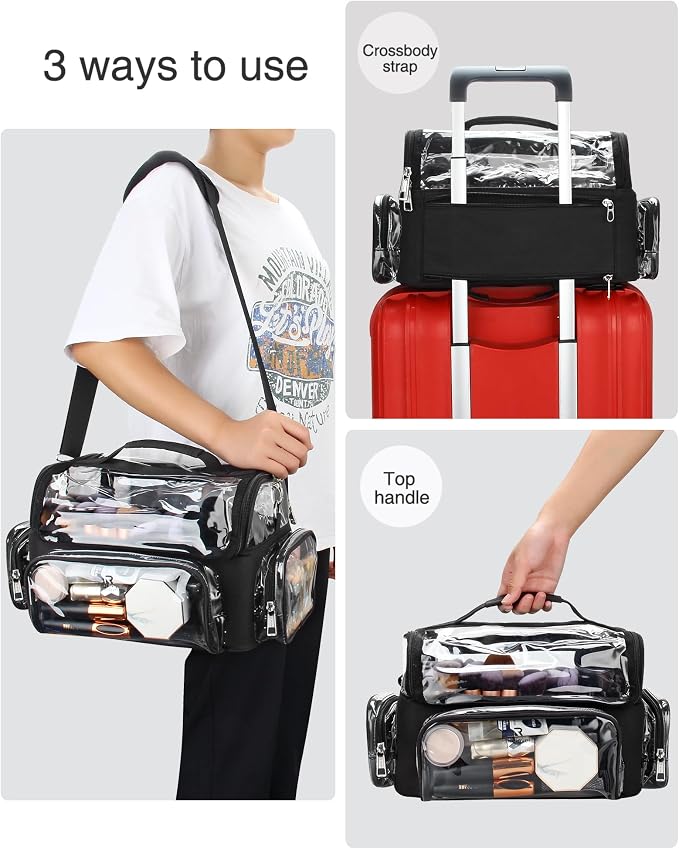 Makeup Brush Case, Extra Large Makeup Brush Bag XL Professional Makeup Artist Must Haves Travel Case with Stand Up Brush Slots Cosmetic Organizer Bag, Full Open Easy to Access, with Adjustable Strap - Image 8