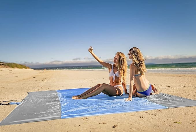 WEKAPO Beach Blanket Sandproof Waterproof, Extra Large Beach Mat, Oversized & Compact Sand Free, Quick Drying Beach Essentials for Vacation, Cruise, Picnic & Camping with Stakes - Image 9