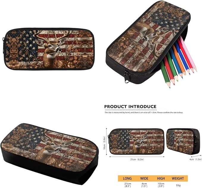 American Flag Backpack with Lunch Box Kids Girls 6-8/8-10 Hunting Deer Bookbags for 1st Grade and Lunch Bag Set Camo Elementary School Back Pack Lunchbox Pencil Case Water Bottle Holder - Image 6