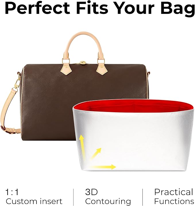 Tote Bag Organizer Insert for LV Speedy 40 handbag, Custom Fit Inside Premium Rogue Coeur Lightweight WaterResistant Purse Insert with Cup Holder Accessories - Image 4