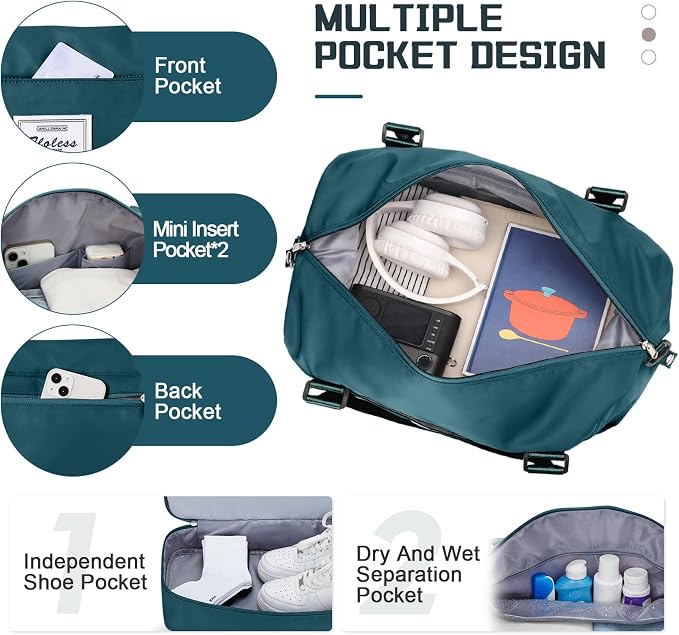 Travel Duffel Bag with Shoes Compartment,Weekender Bags for Women Travel | Overnight Carry-On Bag with Toiletry Bag & Wet Pocket & Trolley Sleeve,Extra Large - Image 4