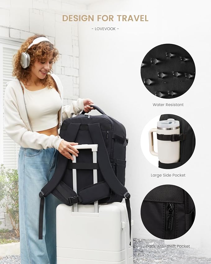 LOVEVOOK Travel Backpack for Women & Men, 60L Large Carry On Backpack Airline Approved, TSA Personal Item Weekender Bag, Laptop Backpacks with 3 Packing Cubes for Travel Essentials, Waist Belt - Image 7