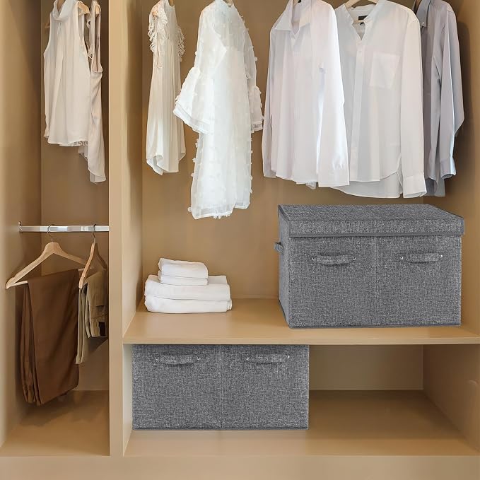 2 Pack Shoe Storage Box Fits 32 Pairs, Large Shoe Organizer with Lid and Adjustable Dividers for Closet, Shoes, Sneakers and High Heeled, Foldable and Stackable (Grey) - Image 6