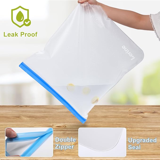 Lerine 4 Pack Dishwasher Safe Reusable 3 Gallon Freezer Bags for Marinating | Leakproof, 16"x18", BPA-free food-grade material, food storage, for turkey brining, meal prep and home organization - Image 3