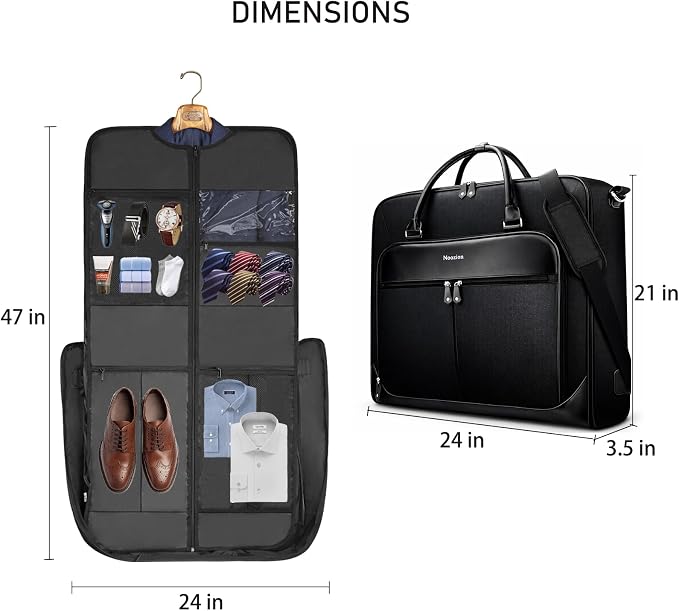 Noozion Garment Bag for Travel, Large Carry On Suit Bag for Business Up to 4 Suits, Wrinkle Free Garment Bag for Hanging Clothes with Shoulder Strap, Laptop Compartment, and Wet-Dry Pocket - Image 7