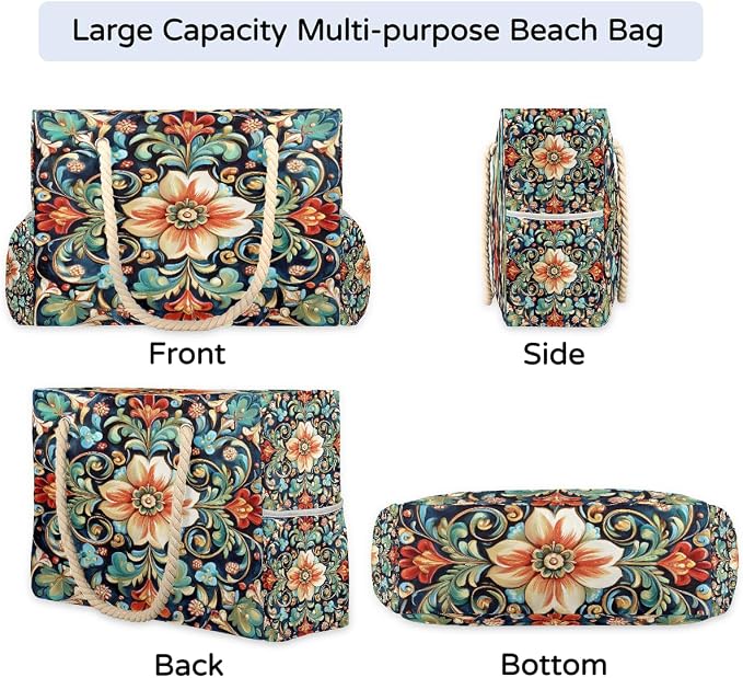 Large Beach Bag with Zipper Beach Bags for Women Water Resistant Swim Pool Bag - Image 6