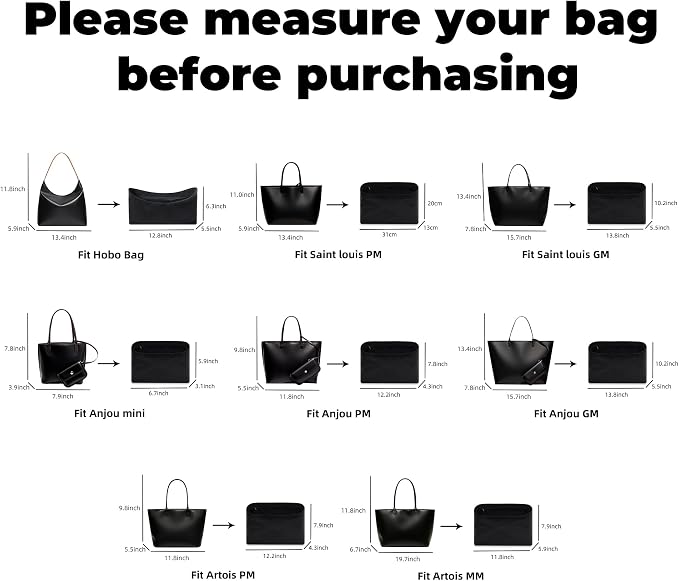 DGAZ Lightweight Purse Organizer Insert for GYARD-Anjou/Artois/SaintLouis Bags,silk and DupontPaper handbag inner for Luxury Bag(Black,ArtoisMM) - Image 2
