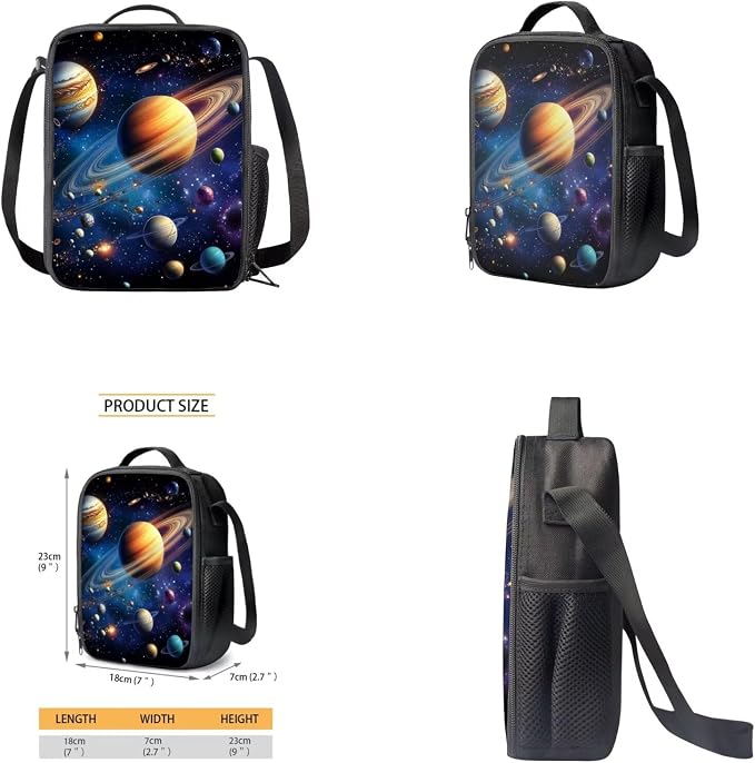 Galaxy Space Backpack for Boys Kids Backpack with Lunch Box Water Bottle Carrier and Fabric Pencil Pouch 4PCS Set 17" Bookbag with Front Pocket Sturdy School Bag with Side Pocket for Girls - Image 4
