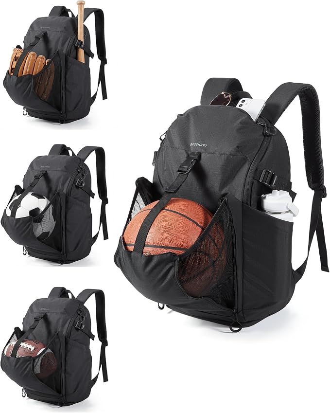 BAGSMART Gym Backpack for Men with Shoe Compartment for Multi-Sport | Water-Resistant Multi-Sport Gym Storage, Expandable Pocket Fits Basketball, Football, Shoe Compartment Separates Swim Gear - Image 8