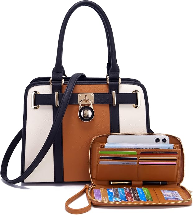 Qiyuer Structured Satchel Tote Handbags Set Women Purses with RFID Wallet | Premium, Sturdy, Spacious, Chic for Daily & Work, Vegan PU Leather, Multi-way Carry, Large Capacity RFID Wallet, Ideal Gift - Image 9