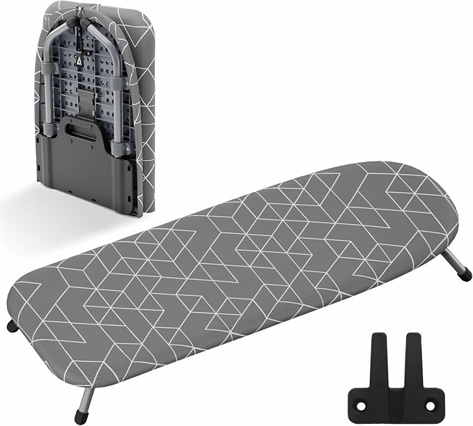 Xabitat Foldable Tabletop Ironing Board, Gray | Portable tabletop design, foldable frame, heat-resistant cover, space-saving storage by Xabitat