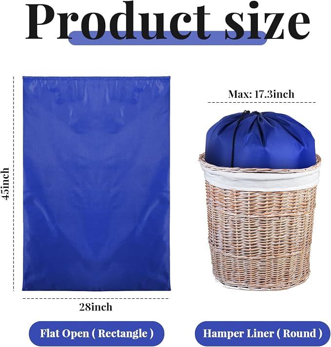 Woanger 12 Pack 28 x 45 Inch Extra Large Laundry Bags Bulk, Blue | Washable Travel Laundry Bag with Drawstring Closure Large Dirty Clothes Organizer for College Dorm Home Hotel Camping - Image 2