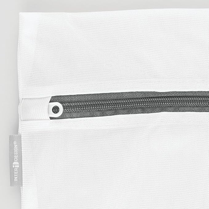iDesign Mesh Laundry Bags with Built in Zipper for Cleaning Delicates– Set of 2, 1 Medium and 1 Large Bag, White - Image 6