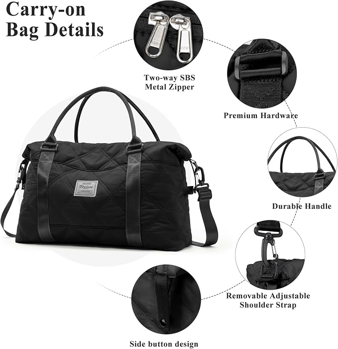 Travel Duffel Bag, Carry On Overnight Weekender Bags for Women | Travel Bag with Wet Pocket & Trolley Sleeve, For Spirit Airlines 18x14x8 Personal Item Bag - Image 8