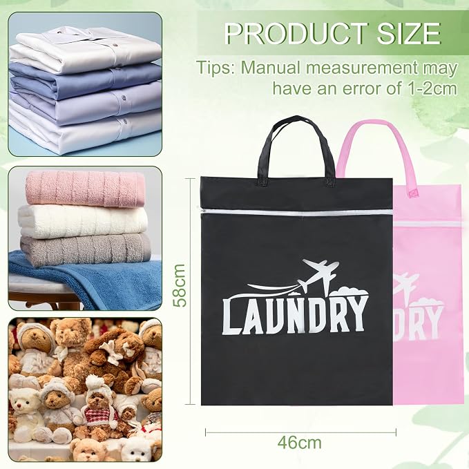 HOTUT Travel Dirty Clothes Bag, 2PCS Waterproof Dry Wet Bag with Zipper, 54×41cm Foldable Laundry Bag, with Handle, Laundry Bag for Gym, Swimming, Home, Travel - Image 3