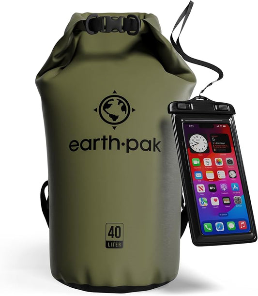 Earth Pak Waterproof Dry Bag - Roll Top Waterproof Backpack Sack Keeps Gear Dry for Kayak with Waterproof Phone Case by earthpak