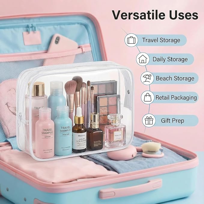 120 Pcs Clear Makeup Bags Bulk Easter Basket Gifts Tsa Approved Toiletry Bag for Travel Transparent Cosmetic Bag PVC Waterproof Travel Small Pouches with Zipper for Men and Women (Bright Color) - Image 3
