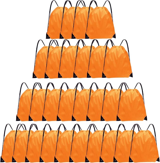 Grneric Drawstring Backpack Bulk 28 PCS Drawstring Bags String Backpack Cinch Bag Sackpack for Men Women Gym (Orange) by Grneric