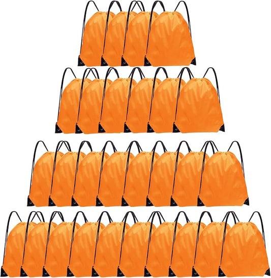 Grneric Drawstring Backpack Bulk 28 PCS Drawstring Bags String Backpack Cinch Bag Sackpack for Men Women Gym (Orange) by Grneric