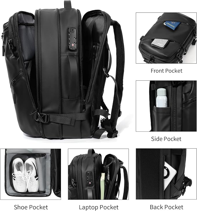 Vacuum laptop bag Compression Backpack Expandable, TSA-Approved Carry-On Water-Resistant Design for Travel with air pump (Pump included, Large) - Image 9