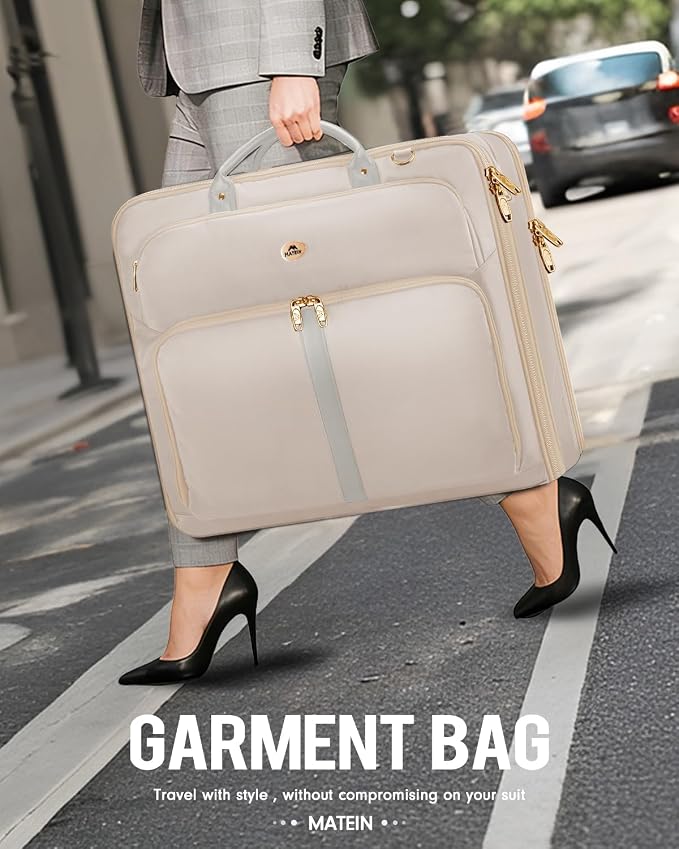 MATEIN Garment Bags for Travel for Women, Large Garment Bags for Hanging Clothes Up to 7 Suits, Business Convertible Travel Suit Carrier with Strap, Foldable Suitcase Luggage Fit 17.3" laptop, Beige - Image 7