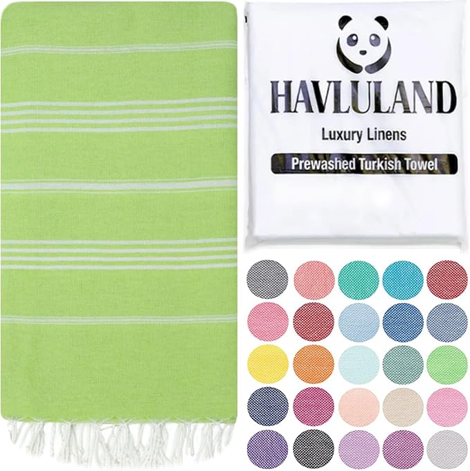 HAVLULAND Turkish Beach Towels, Oversized 40"x72" Turkish Bath Towel, Highly Absorbent Quick Dry Sand Free Beach Towels for Beach Pool Spa Gym Yoga Travel Camping Picnic Blanket - Pistachio by Havluland