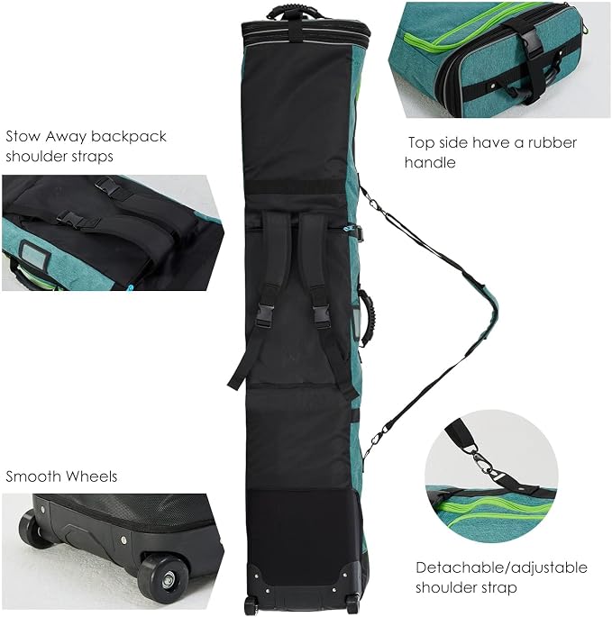 XCMAN Roller Snowboard Bag with Wheels Adjustable Length… - Image 5