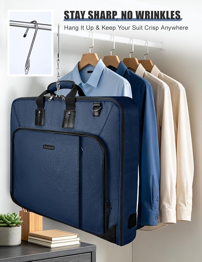 Noozion Garment Bag for Travel, Large Carry On Suit Bag for Business Up to 3 Suits, Wrinkle Free Garment Bag for Hanging Clothes with Shoulder Strap, Laptop Compartment, and Wet-Dry Pocket - Image 3