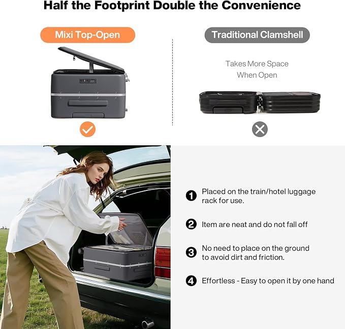 mixi 26 Inch Large Checked Luggage PC Hard Shell Suitcase Top Opening Aluminum Frame Travel Suitcases with Wheels, Rock Gray - Image 3