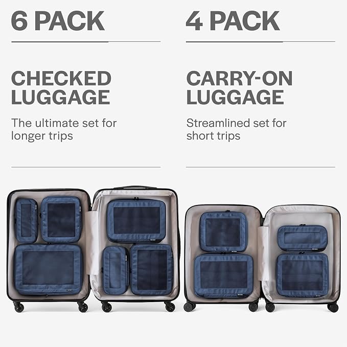 Aerotrunk Compression Packing Cubes for Travel - Luggage Organizer Bags - Double Zipper Packing Cubes for Suitcases (4-Pack, Dark Blue) - Image 4