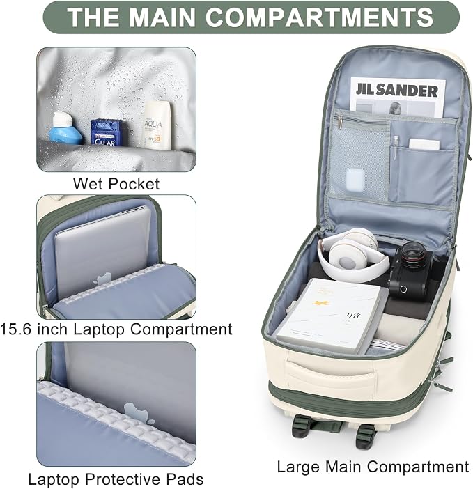 coofay Expandable Travel Backpack For Women Men Airline Approved Personal Item Backpack For Airlines Carry On Backpack Flight Approved Waterproof Backpack For Traveling On Airplane Travel Bag - Image 4