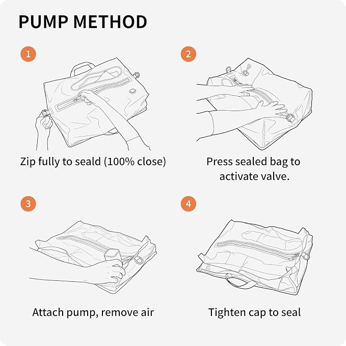 Vacuum Seal Bags for Travel with Pump, Light Grey, 20+24 | Reusable Nylon, Compression Packing Cubes, Space Saving for Carry-On Checked Suitcase & Backpack, Odor & Waterproof, 2 Pcs - Image 8