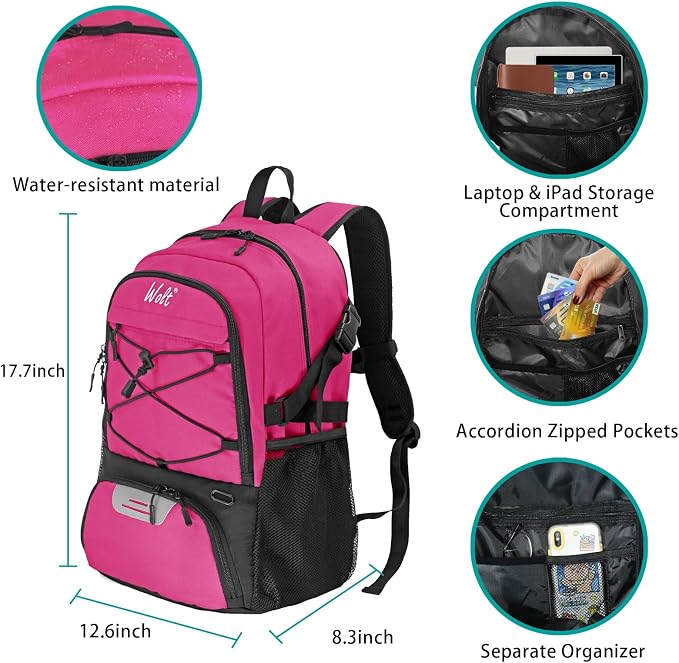 WOLT Basketball Backpack Large Sports Bag with Separate Ball Holder & Shoes Compartment, Best for Basketball, Soccer,Gym - Image 2
