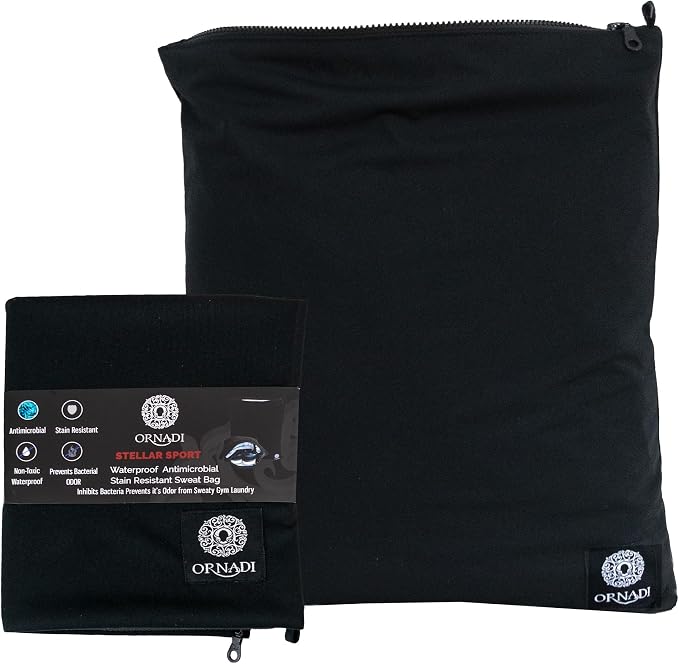 Waterproof Sweaty Clothes Bag Antimicrobial Wet Dry Pouch Inhibits Bacteria & Smelly Odor from Dirty Sport Laundry & Swimsuits for Fresh Gym Bag & Travel Luggage 14.5 X 17 inch Eco Made In USA by Ornadi
