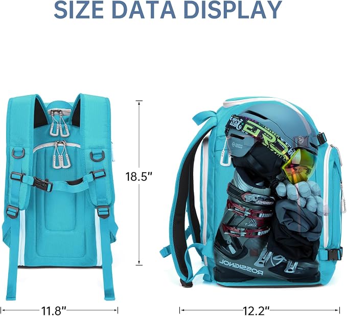 Ski Boot Bag, 50L Ski Boot Travel Backpack for Skis, Snowboard & Accessories, Waterproof Padded Ski Boot Bag Backpack - Image 5
