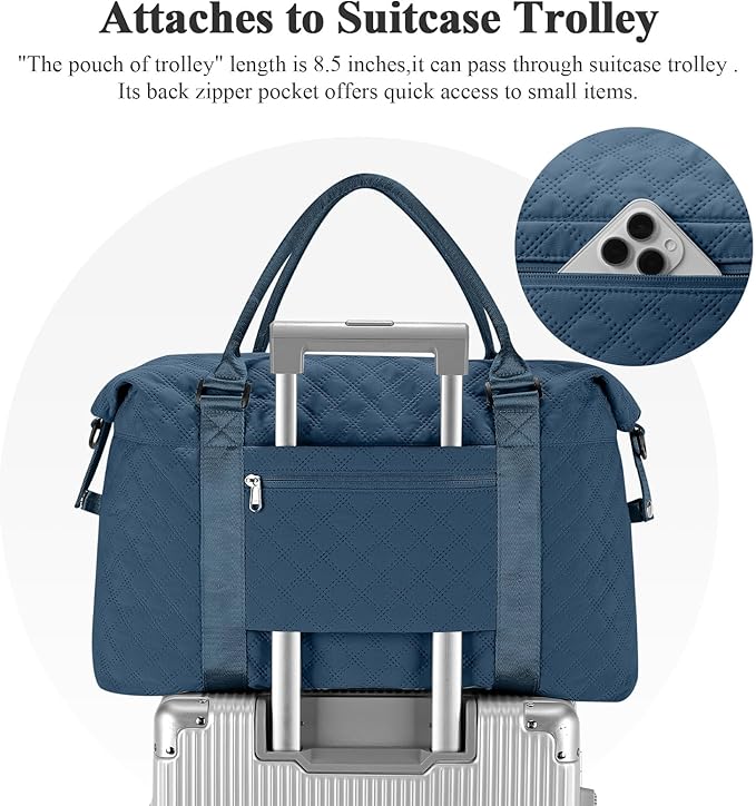 Travel Duffel Bag, Carry On Overnight Weekender Bags for Women | Travel Bag with Wet Pocket & Trolley Sleeve, For Spirit Airlines 18x14x8 Personal Item Bag - Image 5