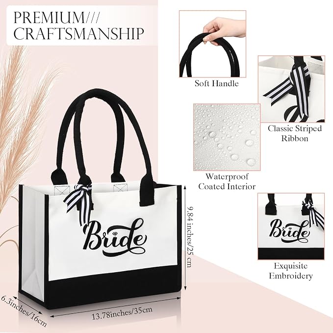 Sweetude 20 Pcs Bride Canvas Tote Bag Bulk with Makeup Bags Gifts for Bride Bridesmaid Tribe Wedding Engagement Bridal Shower - Image 4