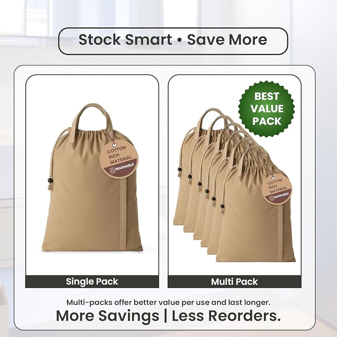 LFH Home Cotton Rich Canvas Large Laundry Bag with Handle, Heavy Duty Drawstring Closure Washable Laundry Bags, School Travel, Home, Hotel, College Dorm, Organizer Sack, Toys Clothes 28x40-Beige - Image 9