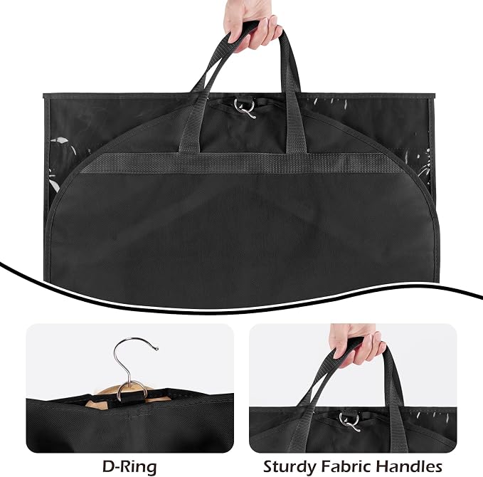LOVEGRASS Kids Garment Bag for Dance Costumes, 40" Dance Garment Bags for Dancers with 4 Clear Zipper Pockets, Foldable Dance Competition Garment Bags for Hanging Clothes, 3 Pack, Black - Image 3