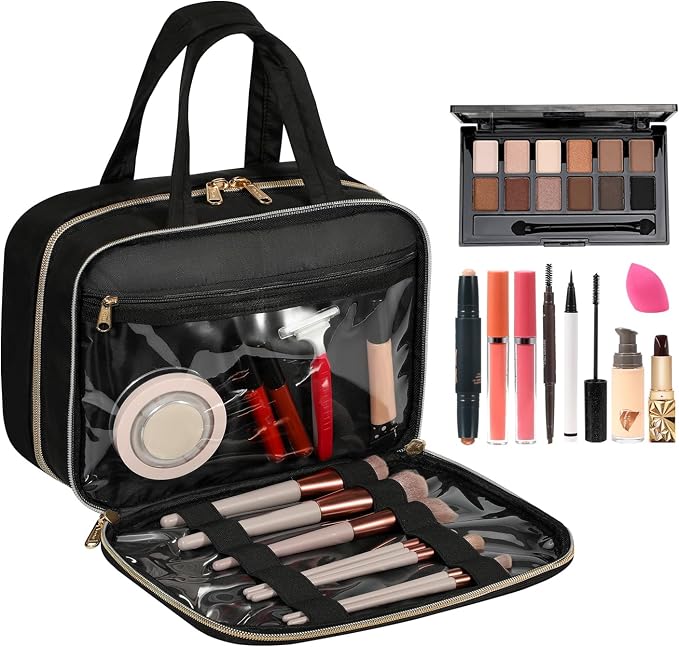 Voova Hanging Travel Toiletry Bag for Women Men, Waterproof Makeup Cosmetic Organizer Holder for Toiletries Accessories, Traveling Essentials,Shampoo,Full-Sized Container, Brushes Kit Set, Black - Image 8