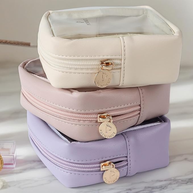 Pocmimut Clear Makeup Bag, Easy to Find Mini Makeup Bag for Purse, Travel Makeup Bag for Car, Compact Cosmetic Pouch for Daily Essentials,Purple - Image 5