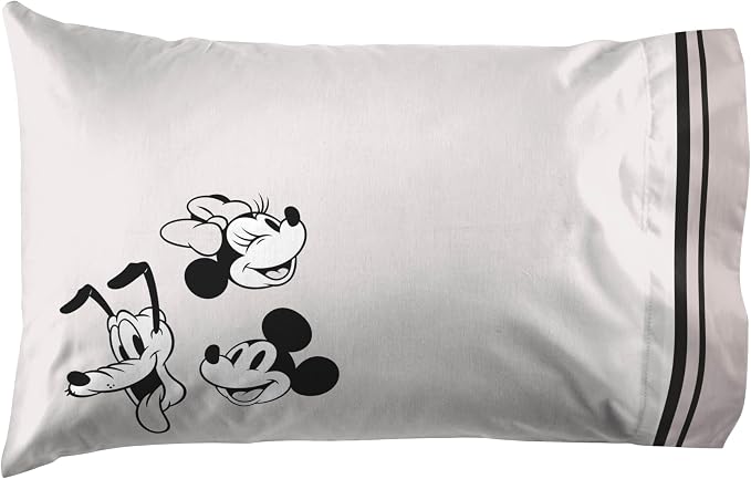 Jay Franco Kids Sheet Set with Fitted, Flat Sheets & Pillow Cover - Ultra-Soft Bedding with Pillowcase for Room Decor, Black - Mickey and Friends, 4 Piece King - Image 3