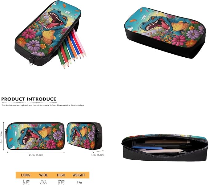 Dinosaur Backpack for Kids 5-7 Girls Backpack with Lunch Box Water Bottle Holder with Strap and Cute Pencil Case 4PCS Set Bookbag with Front Pocket for School 17 inch Large School Bag for Boys - Image 5